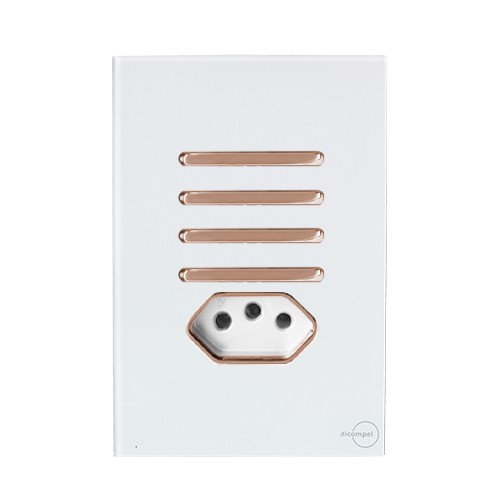 CJ INTERRUPTOR QUADRUPLO (2 SIMPLES +2 PARALELO)+ TOMADA 10A(ESPECIAL)4X2 - NOVARA GLASS BRANCO / ROSE