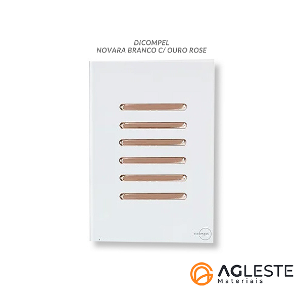 CJ INTERRUPTOR SEXTUPLO SIMPLES (ESPECIAL) 4X2 -  NOVARA GLASS BRANCO / OURO ROSE