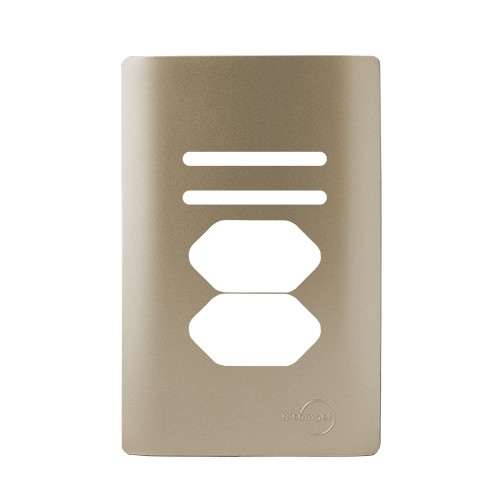 PLACA P/ 2 INTERRUPTORES + 2 TOMADAS C/ SUPORTE (ESPECIAL) 4X2 - NOVARA CHAMPANHE