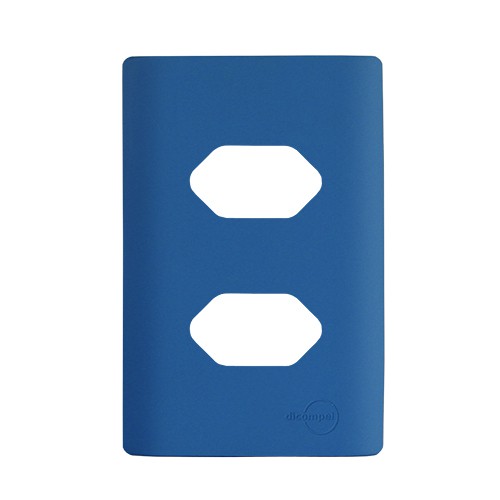 PLACA P/ 2 TOMADAS HORIZONTAL COM SUPORTE 4X2 - NOVARA AZUL FOSCO