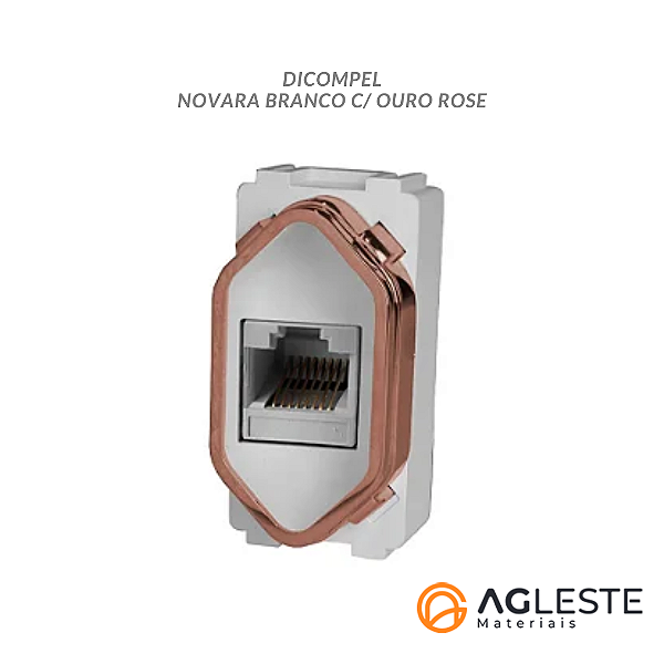 MODULO RJ45 ( INTERNET ) -  NOVARA BRANCO C/ OURO ROSE