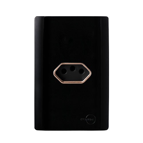 CJ TOMADA 20A HORIZONTAL 4X2 - NOVARA PRETO BRILHANTE OURO ROSE