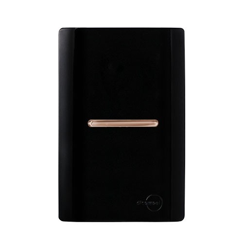 CJ INTERRUPTOR PULSADOR DE CAMPAINHA HORIZONTAL 4X2 - NOVARA PRETO BRILHANTE OURO ROSE