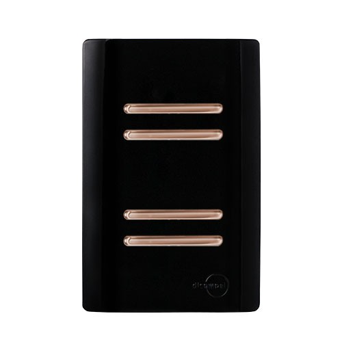 CJ INTERRUPTOR QUADRUPLO PARALELO (ESPECIAL) 4X2 - NOVARA PRETO BRILHANTE OURO ROSE