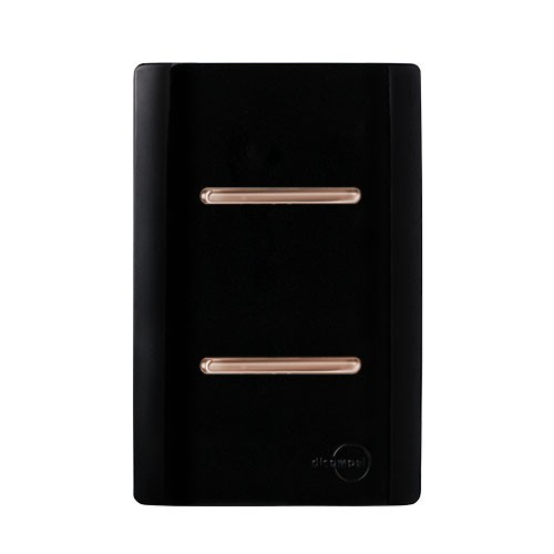 CJ INTERRUPTOR DUPLO SIMPLES 4X2 - NOVARA PRETO BRILHANTE OURO ROSE