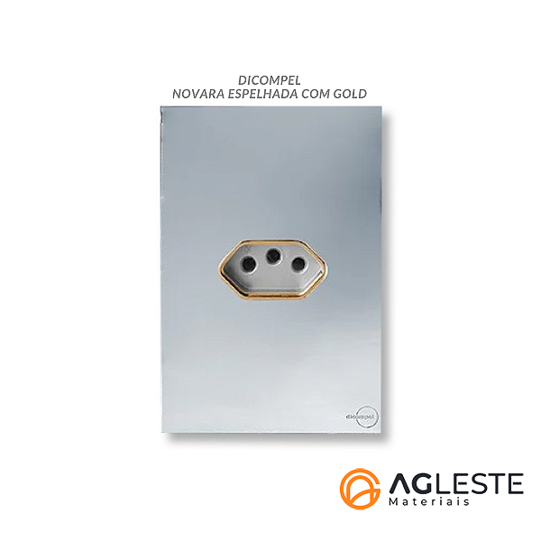 CJ TOMADA 10A HORIZONTAL  4X2 - NOVARA GLASS ESPELHADA GOLD