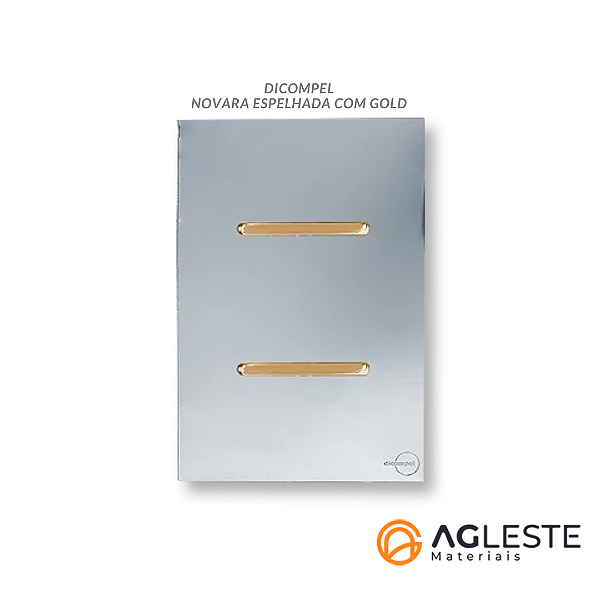 CJ INTERRUPTOR DUPLO SIMPLES 4X2 - NOVARA GLASS ESPELHADA GOLD
