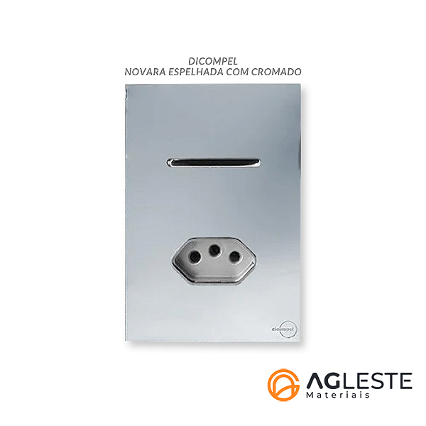 CJ INTERRUPTOR SIMPLES + TOMADA 20A 4X2 - NOVARA GLASS ESPELHADA CROMADO