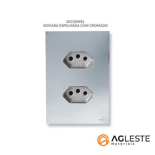 CJ TOMADA DUPLA 20A COM SUPORTE 4X2 - NOVARA GLASS ESPELHADA CROMADO