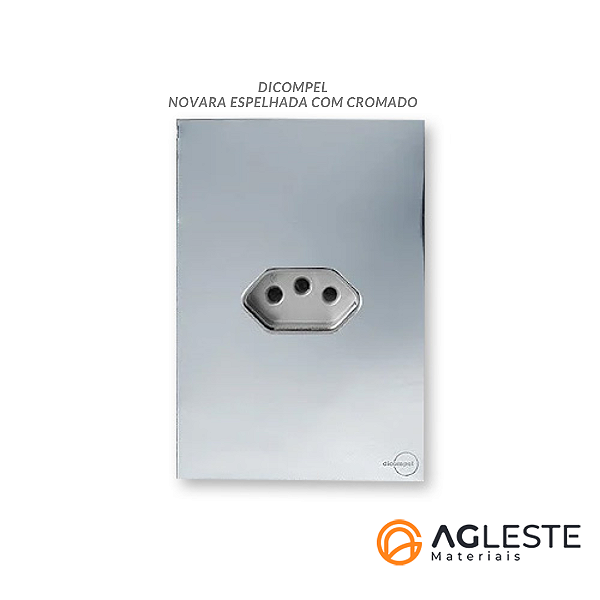 CJ TOMADA 10A HORIZONTAL 4X2 - NOVARA GLASS ESPELHADA CROMADO
