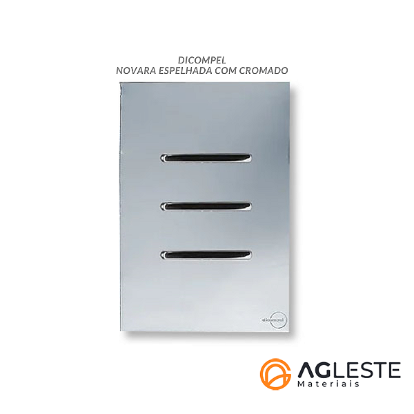 CJ INTERRUPTOR TRIPLO SIMPLES 4X2 - NOVARA GLASS ESPELHADA CROMADO