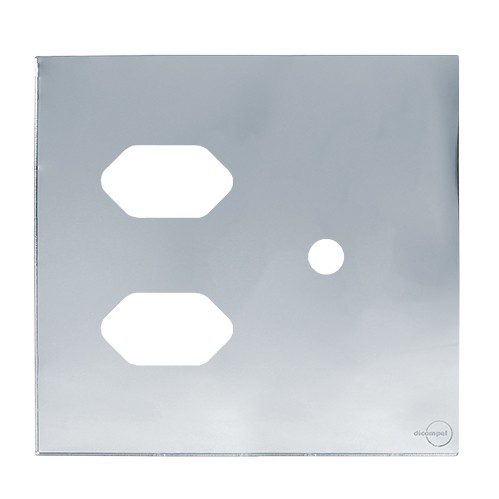 PLACA P/ 2 TOMADAS + FURO C/SUPORTE 4X4 -NOVARA GLASS ESPELHADA