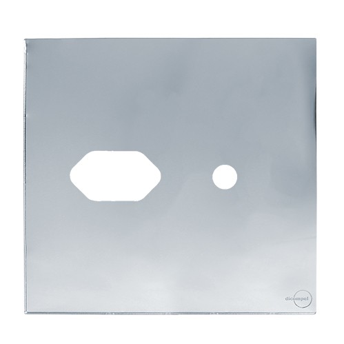 PLACA P/ 1 TOMADA + FURO C/ SUPORTE 4X4 - NOVARA GLASS ESPELHADA