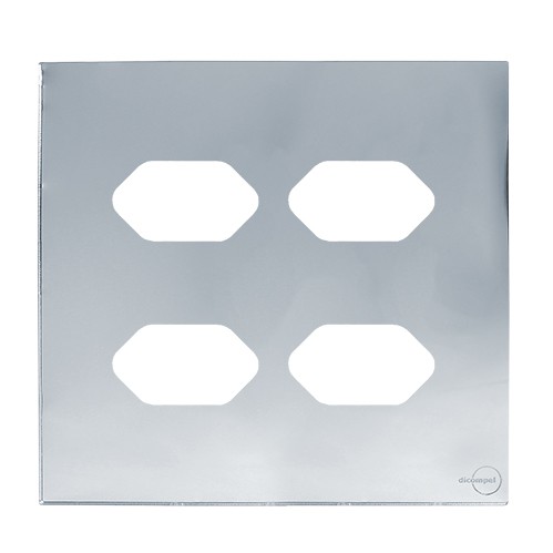 PLACA P/ 4 TOMADAS COM SUPORTE 4X4 - NOVARA GLASS ESPELHADA