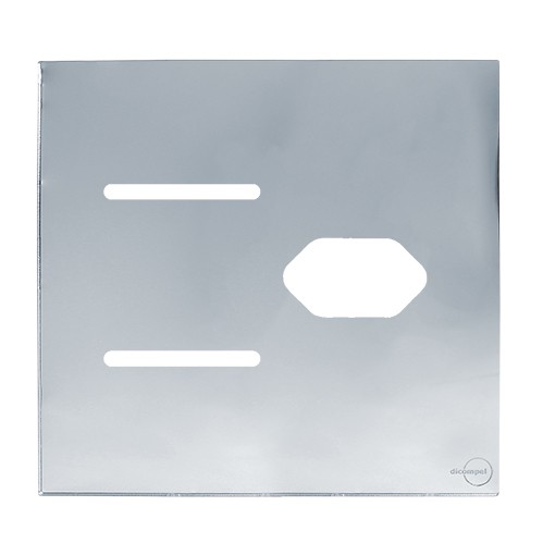 PLACA P/ 2 INTERRUPTORES + TOMADA C/ SUPORTE 4X4 - NOVARA GLASS ESPELHADA