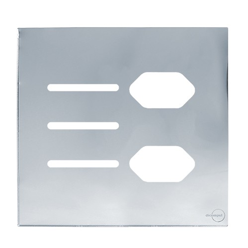 PLACA P/ 3 INTERRUPTORES + TOMADA DUPLA 4X4 - NOVARA GLASS ESPELHADA