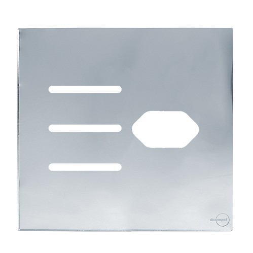 PLACA P/ 3 INTERRUPTORES + TOMADA C/SUPORTE 4X4 - NOVARA GLASS ESPELHADA