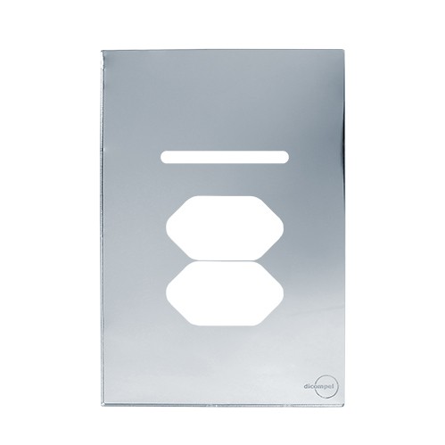 PLACA P/ 1 INTERRUPTOR + TOMADA DUPLA C/SUPORTE 4X2 - NOVARA GLASS ESPELHADA