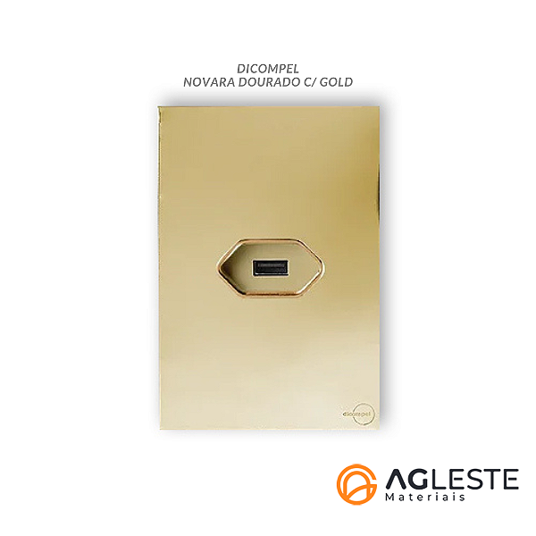 CJ ENTRADA USB 2.A COM SUPORTE 4X2 -  NOVARA GLASS DOURADO GOLD