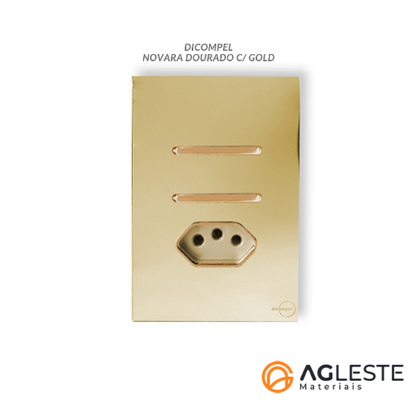 CJ INTERRUPTOR DUPLO PARALELO + TOMADA 20A 4X2 - NOVARA GLASS DOURADO GOLD