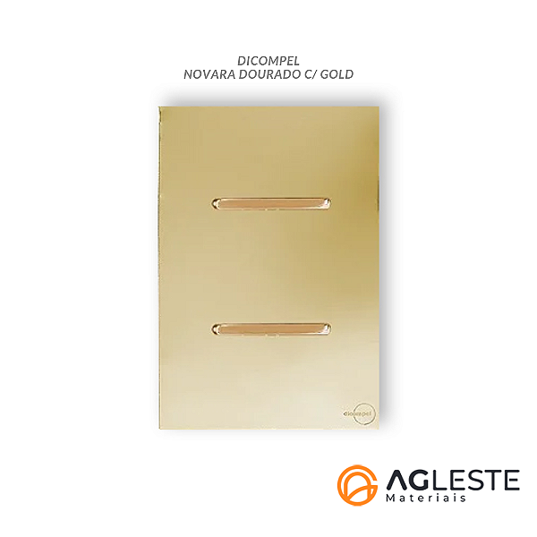 CJ INTERRUPTOR DUPLO PARALELO 4X2 - NOVARA GLASS DOURADO GOLD