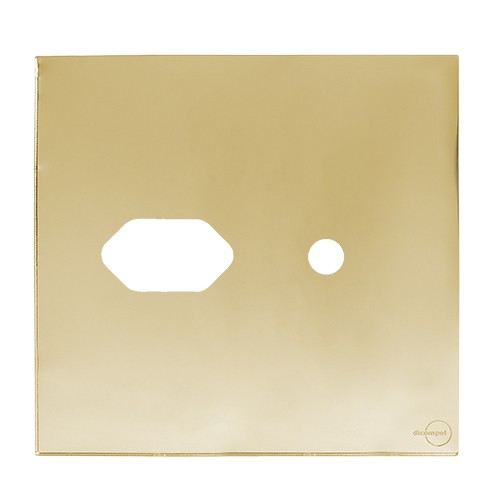 PLACA P/ 1 TOMADA + FURO COM SUPORTE 4X4 - NOVARA GLASS DOURADO
