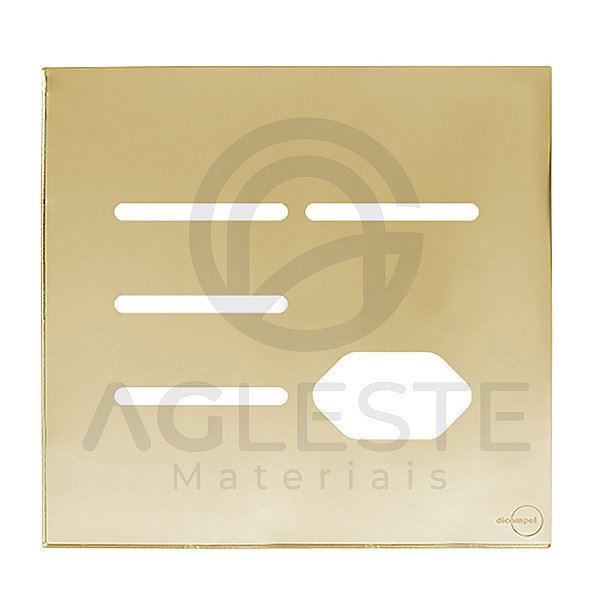 PLACA P/ 4 INTERRUPTORES + TOMADA COM SUPORTE 4X4 - DICOMPEL NOVARA GLASS DOURADO - DNGD-40000/38