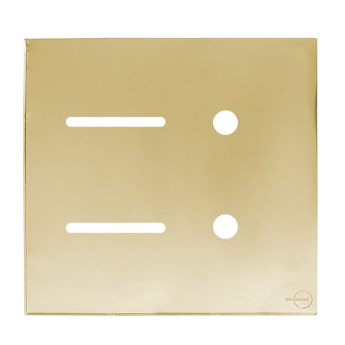 PLACA P/ 2 INTERRUPTORES + 2 FUROS C/ SUPORTE 4X4 - NOVARA GLASS DOURADO