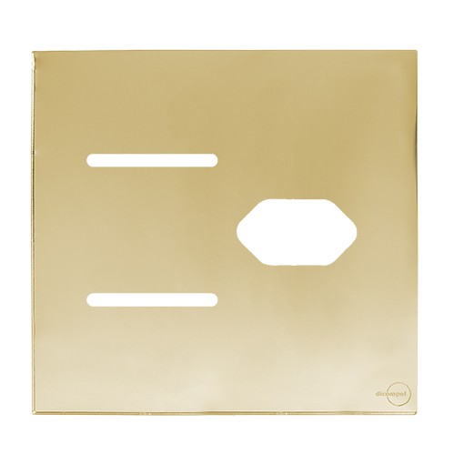 PLACA P/ 2 INTERRUPTOR + TOMADA DUPLA C/ SUPORTE 4X4-NOVARA GLASS DOURADO