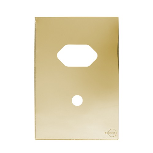 PLACA P/ 1 TOMADA + FURO C/ SUPORTE 4X2 - NOVARA GLASS DOURADO