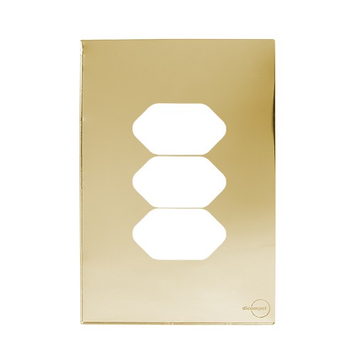 PLACA P/ 3 TOMADAS COM SUPORTE 4X2 - NOVARA GLASS DOURADO