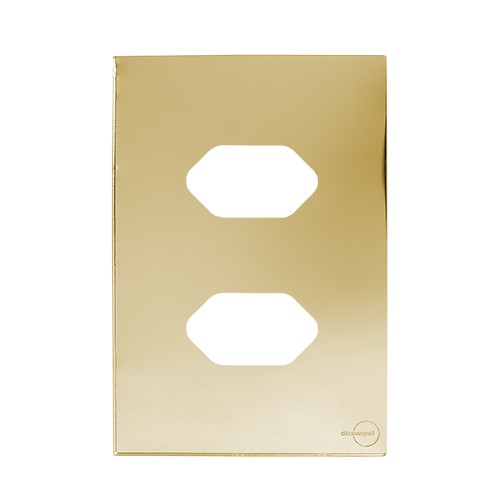 PLACA P/ 2 TOMADAS SEPARADAS COM SUPORTE 4X2 - NOVARA GLASS DOURADO
