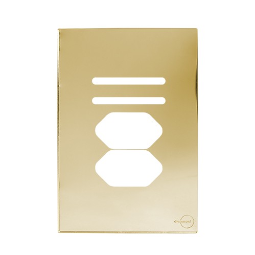 PLACA P/ 2 INTERRUPTORES+ TOMADA DUPLA (ESPECIAL) 4X2 - NOVARA GLASS DOURADO