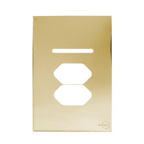 PLACA P/ 1 INTERRUPTOR + TOMADA DUPLA C/ SUPORTE 4X2 - NOVARA GLASS DOURADO