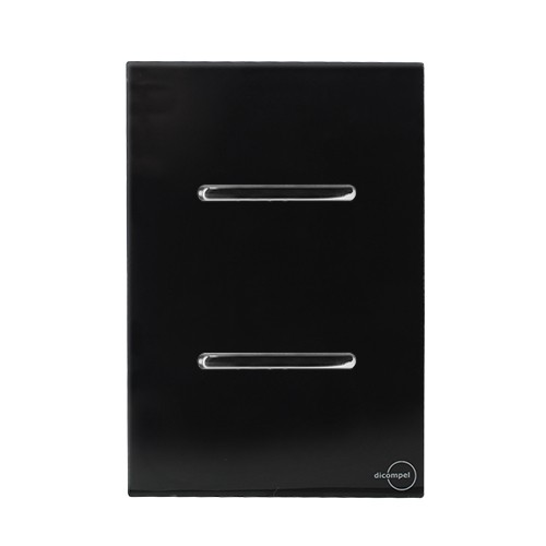CJ INTERRUPTOR DUPLO PARALELO 4X2 - NOVARA GLASS PRETO BRILHANTE CROMADO