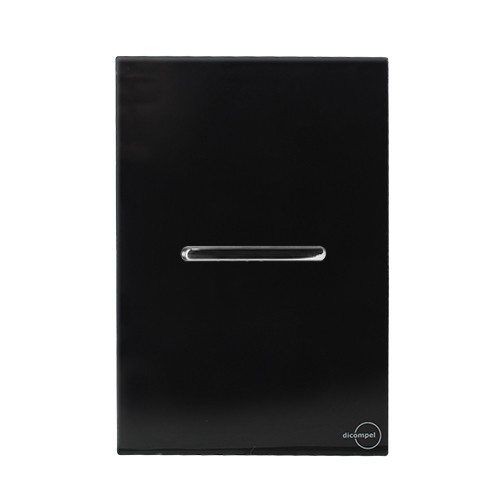 CJ INTERRUPTOR BIPOLAR SIMPLES HORIZONTAL 4X2 - NOVARA GLASS PRETO BRILHANTE CROMADO