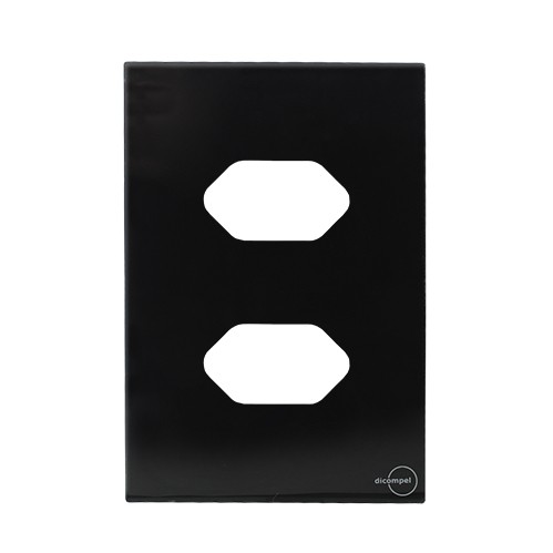 PLACA P/ 2 TOMADAS SEPARADAS 4X2 - NOVARA GLASS PRETO BRILHANTE