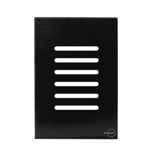 PLACA P/ 6 INTERRUPTORES C/ SUPORTE (ESPECIAL) 4X2 - NOVARA GLASS PRETO BRILHANTE