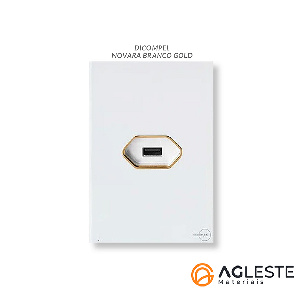 CJ ENTRADA USB 2.A HORIZONTAL 4X2 - NOVARA GLASS BRANCO GOLD