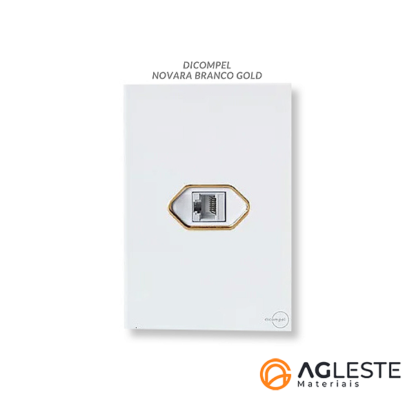 CJ ENTRADA RJ45 (INTERNET) 4X2 - NOVARA GLASS BRANCO GOLD