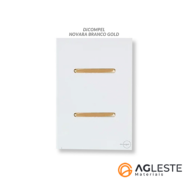 CJ INTERRUPTOR DUPLO PARALELO 4X2 - NOVARA GLASS BRANCO GOLD