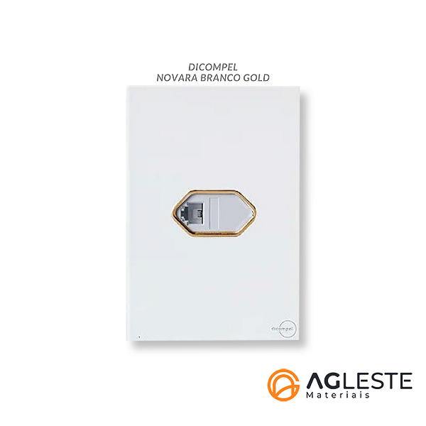 CJ ENTRADA RJ11 (TELEFONE)  4X2 - DICOMPEL NOVARA GLASS BRANCO GOLD