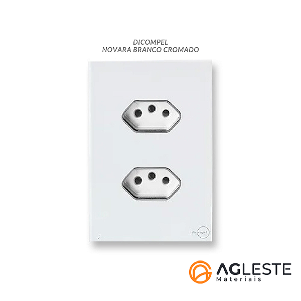 CJ TOMADA DUPLA 20A 4X2 - NOVARA GLASS BRANCO CROMADO
