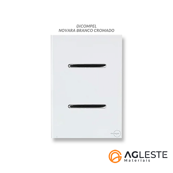CJ INTERRUPTOR DUPLO SIMPLES COM SUPORTE 4X2 - NOVARA GLASS BRANCO CROMADO