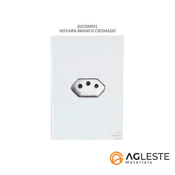 CJ TOMADA 20A HORIZONTAL 4X2 - NOVARA GLASS BRANCO CROMADO