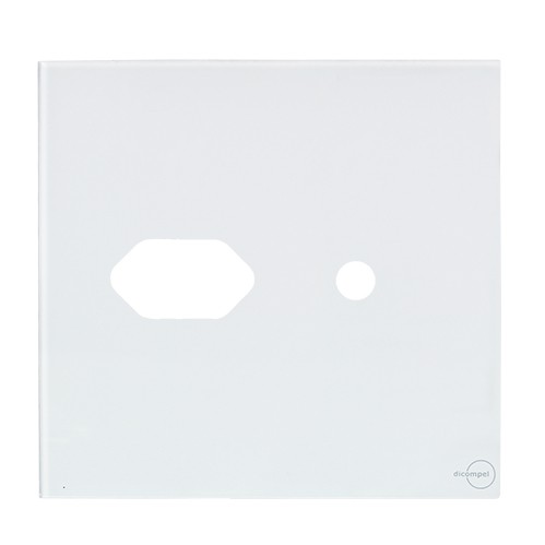PLACA P/ 1 TOMADA + FURO COM SUPORTE 4X4 - NOVARA GLASS BRANCO