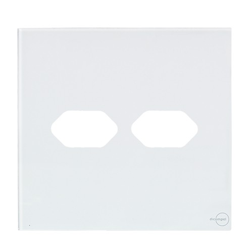 PLACA P/ 2 TOMADAS HORIZONTAL C/SUP. 4X4-NOVARA GLASS BRANCO