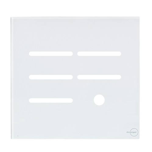 PLACA P/ 5 TECLAS + FURO COM SUPORTE 4X4 - NOVARA GLASS BRANCO