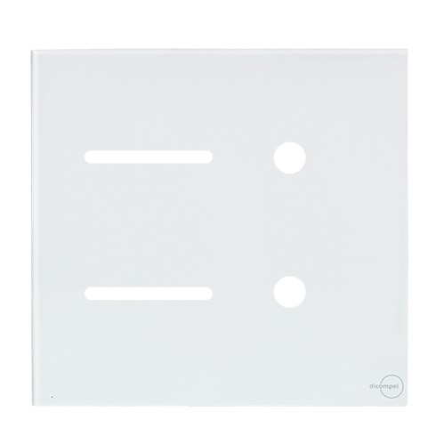 PLACA P/ 2 INTERRUPTORES + 2 FUROS COM SUPORTE 4X4 - NOVARA GLASS BRANCO