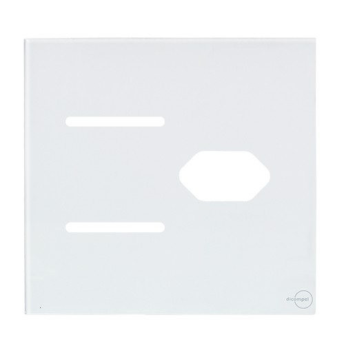 PLACA P/ 2 INTERRUPTORES + TOMADA C/ SUPORTE 4X4 - NOVARA GLASS BRANCO